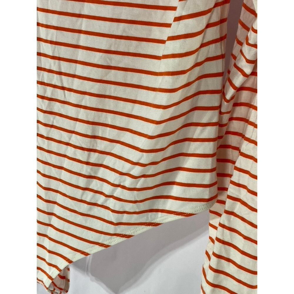 ON 34TH Women's Orange-White Striped Scoop-Neck Long Sleeve Bodysuit SZ L - Picture 7 of 11